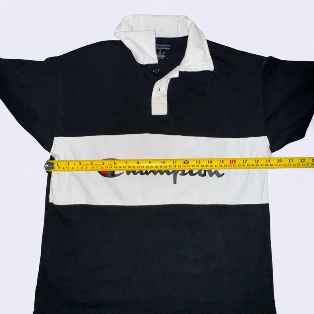 Champion Colorblock Rugby Polo Shirt Black White Logo Streetwear Men’s Small - Picture 4 of 4